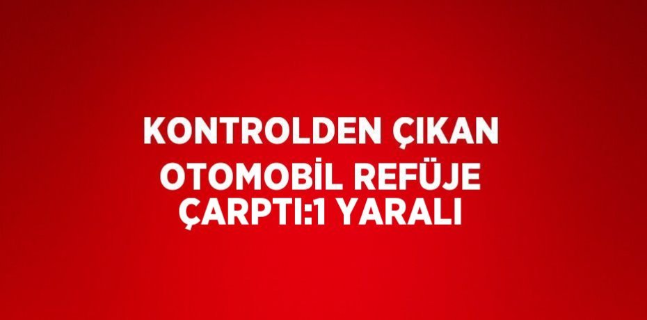 KONTROLDEN ÇIKAN OTOMOBİL REFÜJE ÇARPTI:1 YARALI