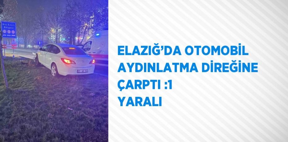 ELAZIĞ’DA OTOMOBİL AYDINLATMA DİREĞİNE ÇARPTI :1 YARALI